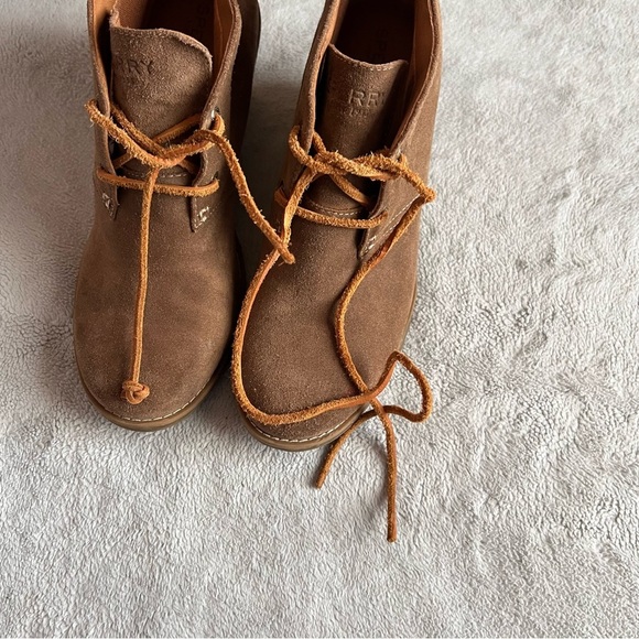 Sperry Top-Sider Stella Prow Lace-Up Wedge Chukka Ankle Boot Suede Leather Taupe - Picture 14 of 17